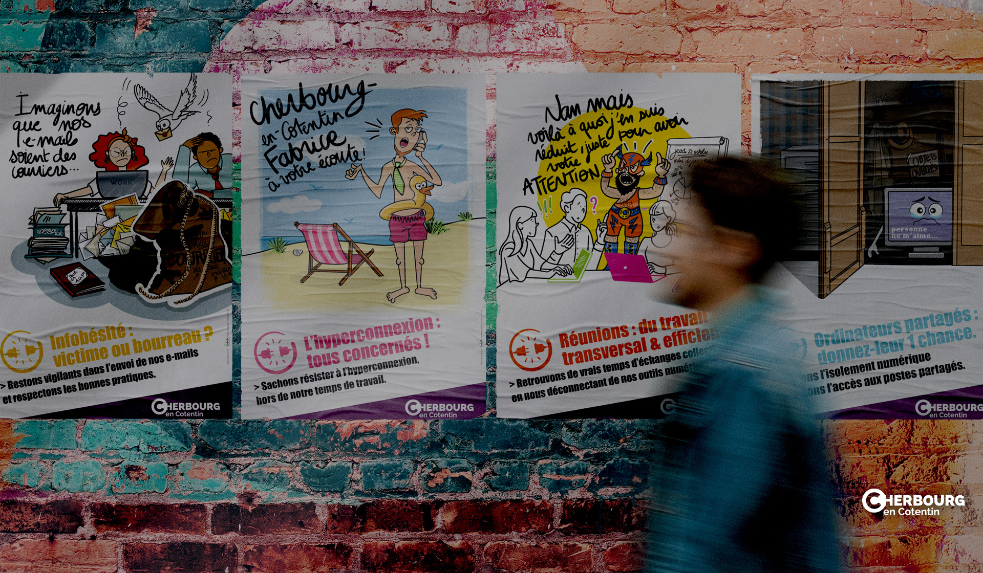 L'Embellie création graphique - Campagne de communication sur la déconnexion pour la Ville de Cherbourg
