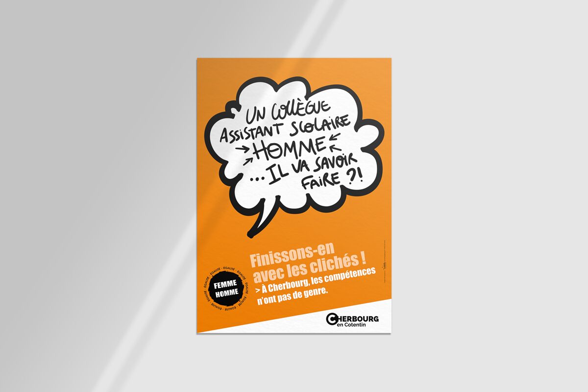 L'Embellie création graphique - Campagne de communication sur l'égalité femmes = hommes pour la Ville de Cherbourg