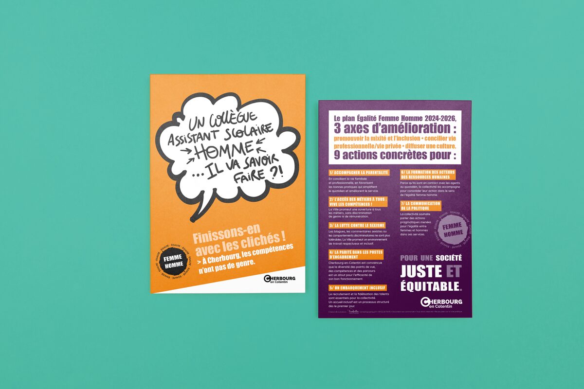 L'Embellie création graphique - Campagne de communication sur l'égalité femmes = hommes pour la Ville de Cherbourg
