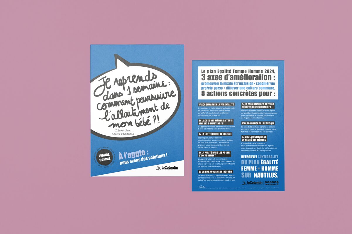 L'Embellie création graphique- Campagne de communication sur l'égalité femmes = hommes pour l'Agglo Cotentin