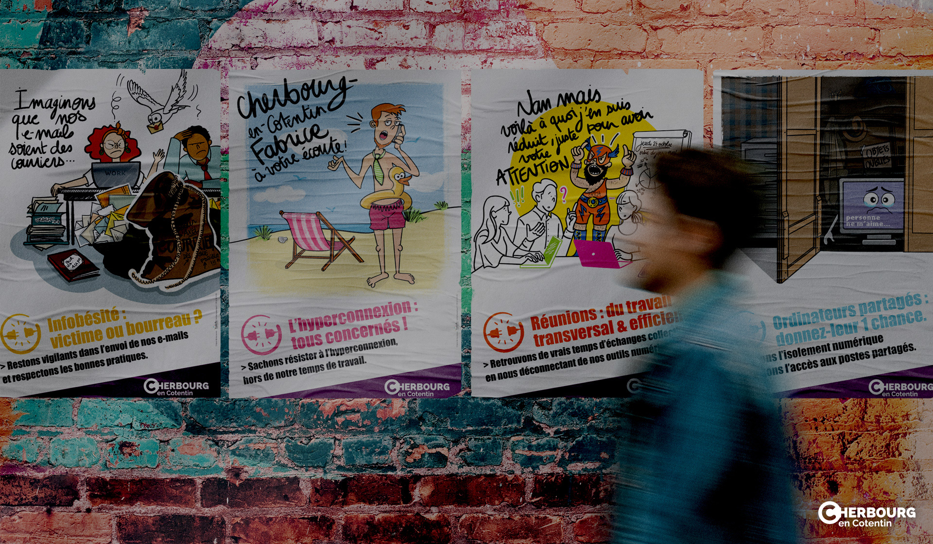 L'Embellie création graphique - Campagne de communication sur la déconnexion pour la Ville de Cherbourg