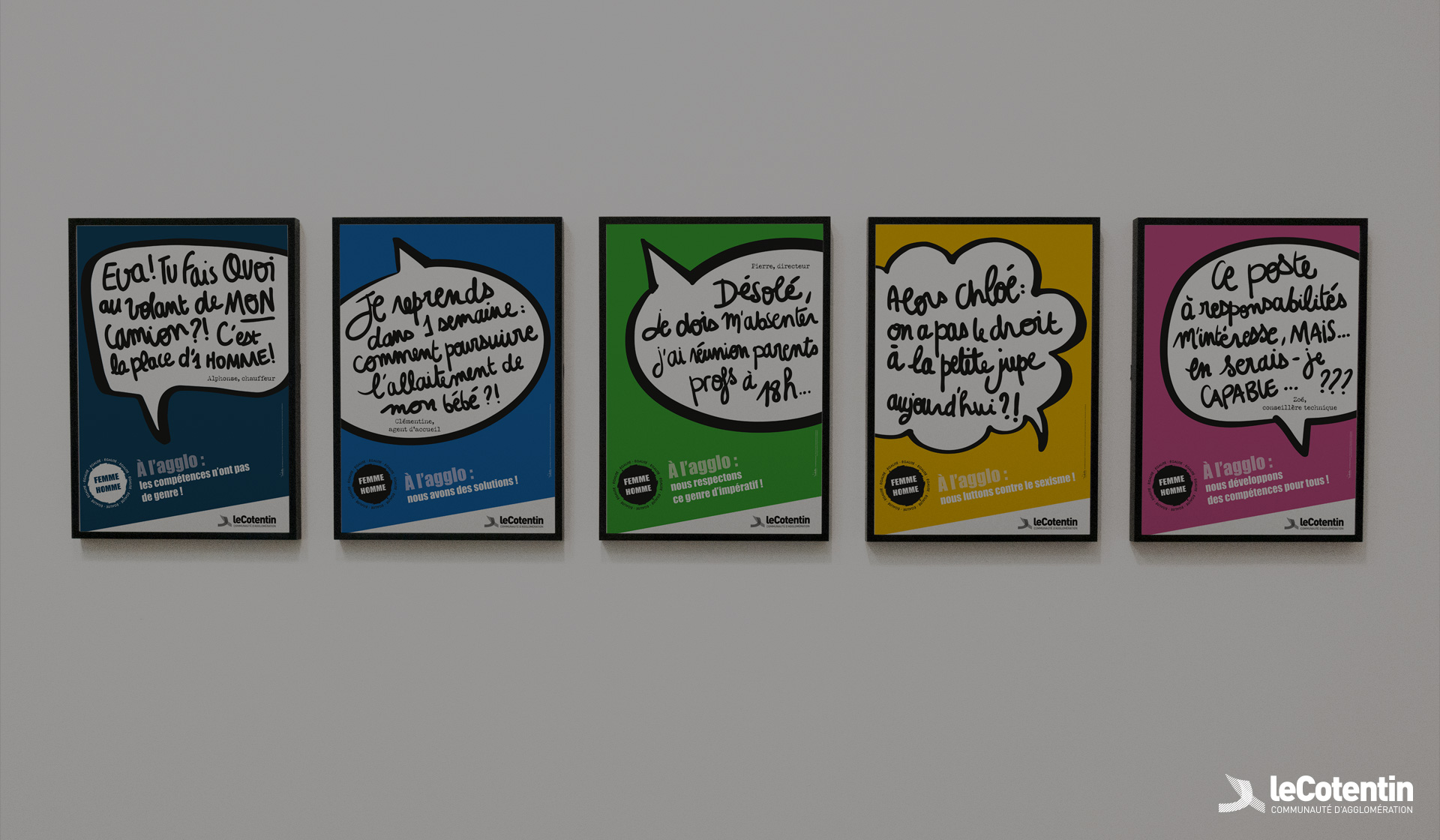 L'Embellie création graphique- Campagne de communication sur l'égalité femmes = hommes pour l'Agglo Cotentin