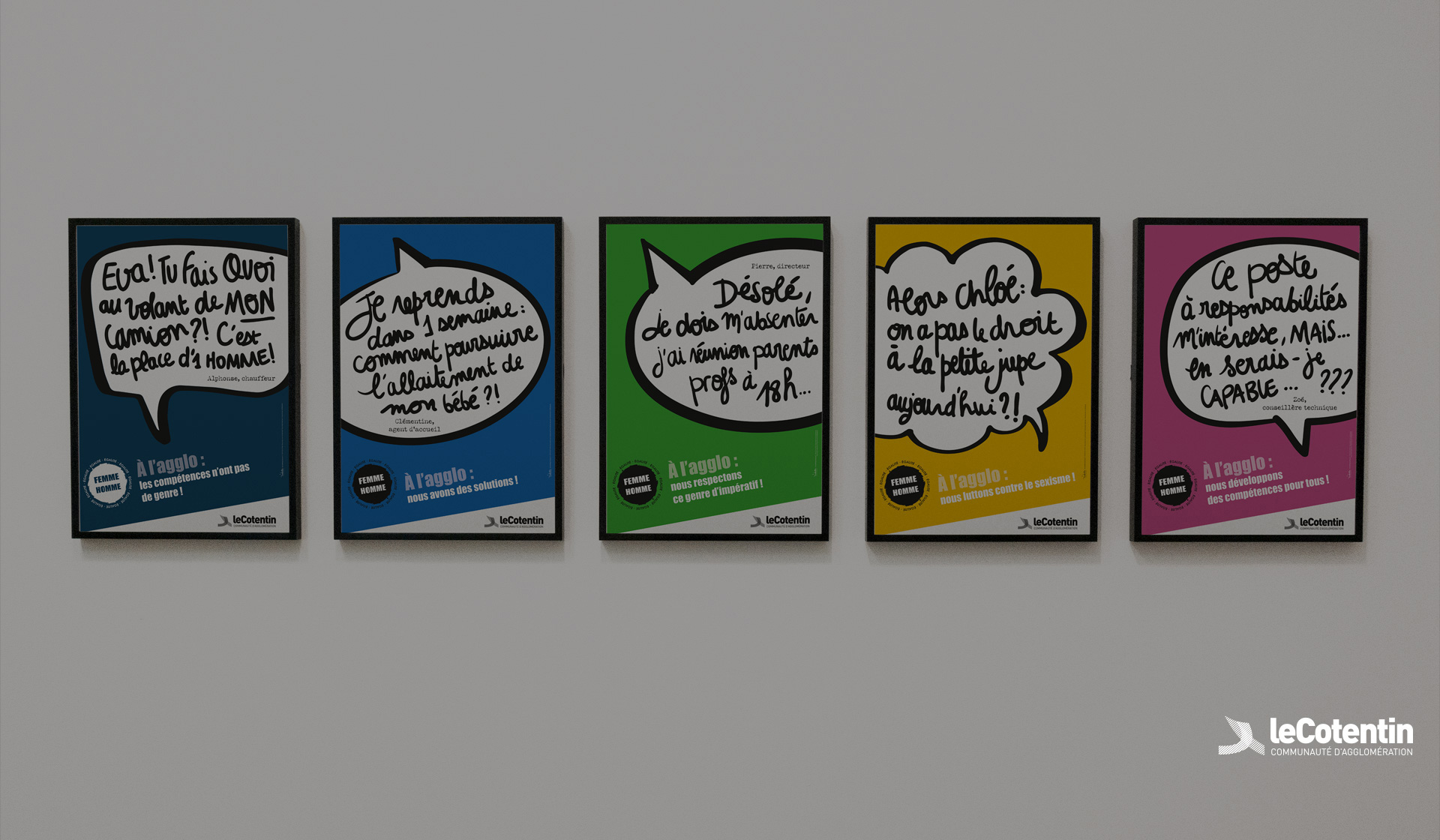 L'Embellie création graphique- Campagne de communication sur l'égalité femmes = hommes pour l'Agglo Cotentin