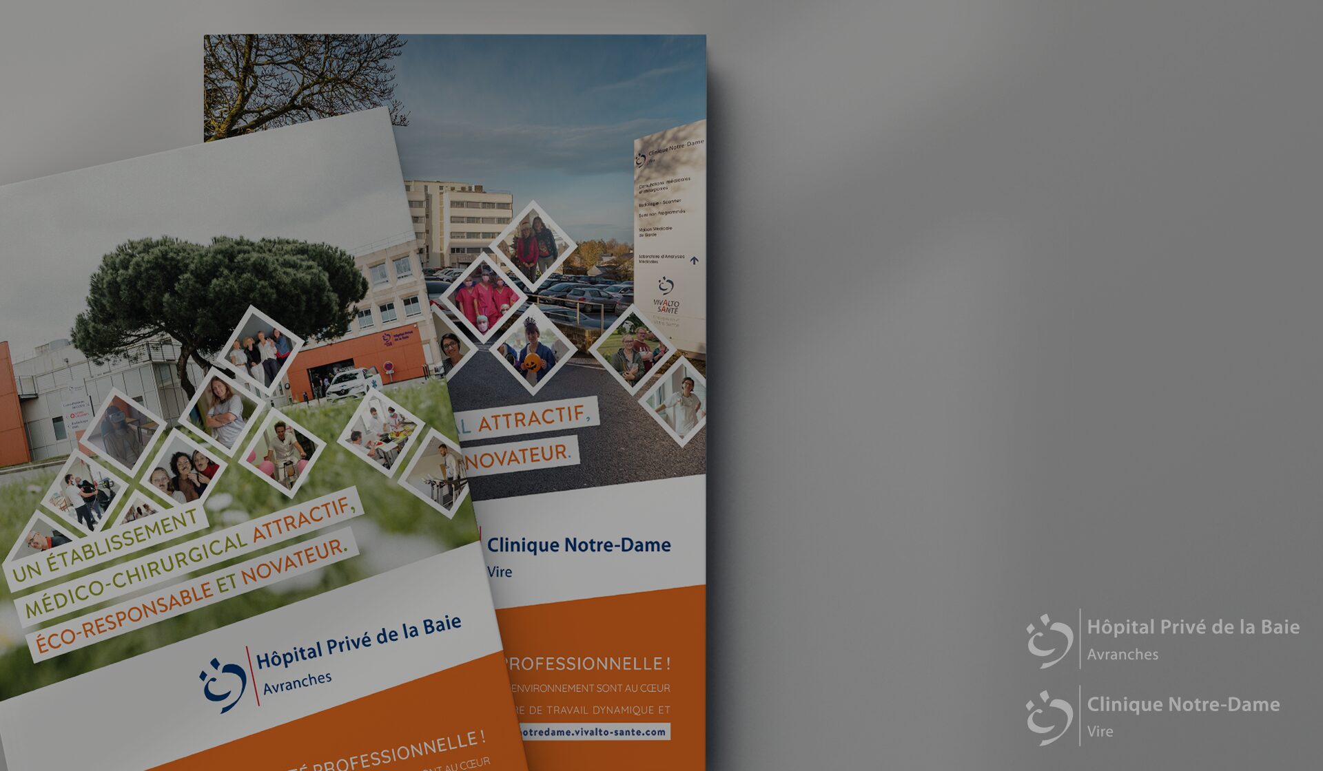 L'Embellie création graphique - Nouvelles plaquettes de recrutement pour l'Hôpital Privé de la Baie d'Avranches et mal Clinique Notre-Dame de Vire