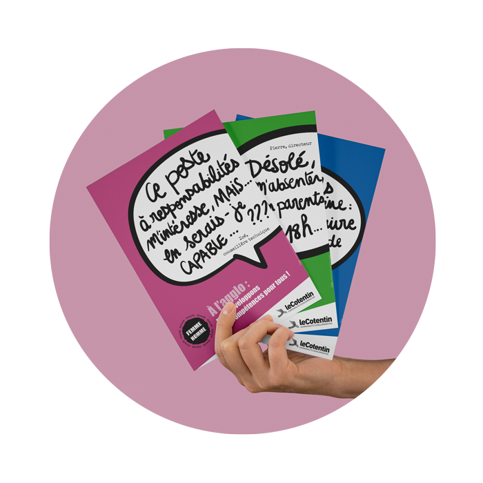 L'Embellie création graphique- Campagne de communication sur l'égalité femmes = hommes pour l'Agglo Cotentin