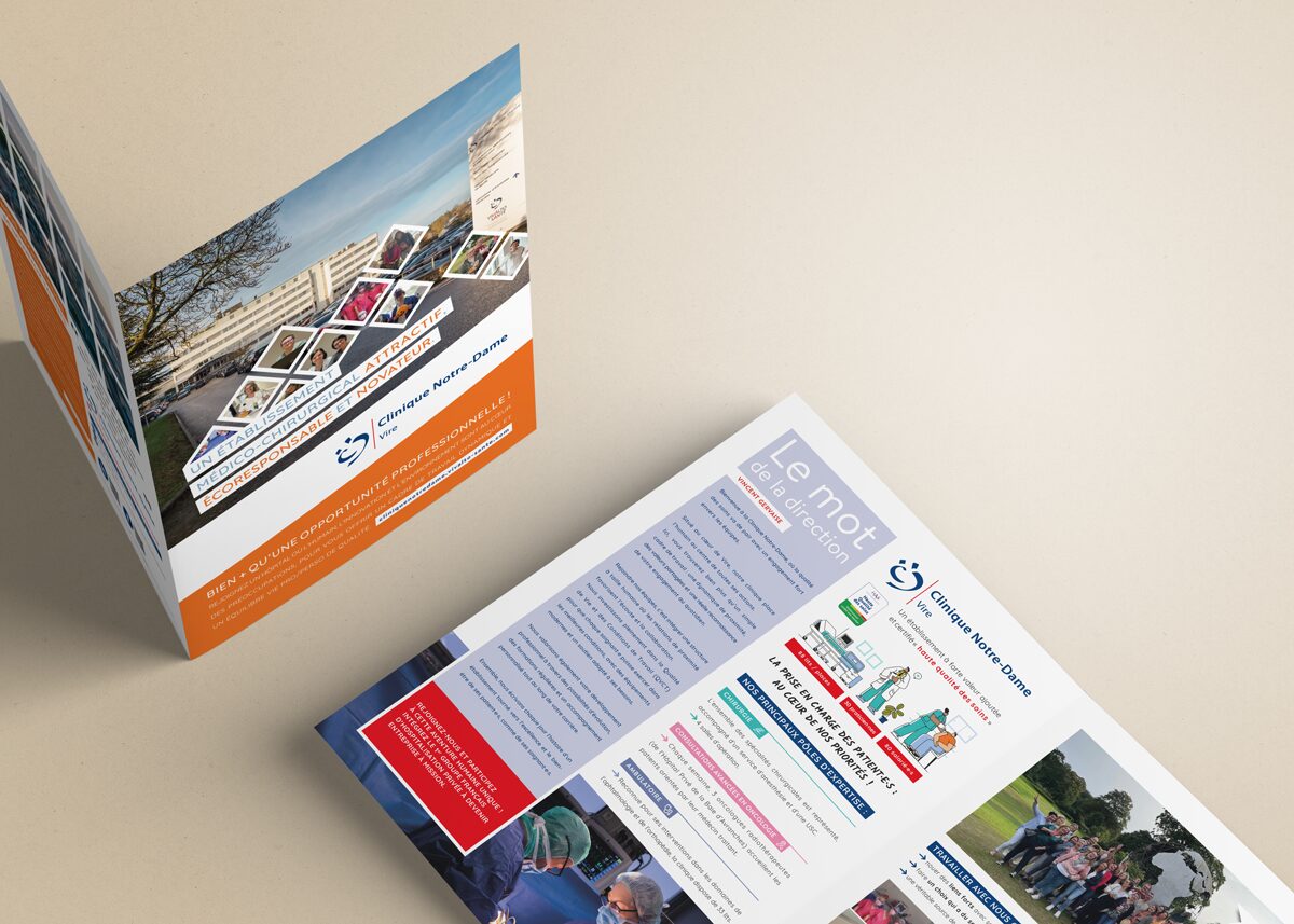 L'Embellie création graphique - Nouvelles plaquettes de recrutement pour l'Hôpital Privé de la Baie d'Avranches et mal Clinique Notre-Dame de Vire