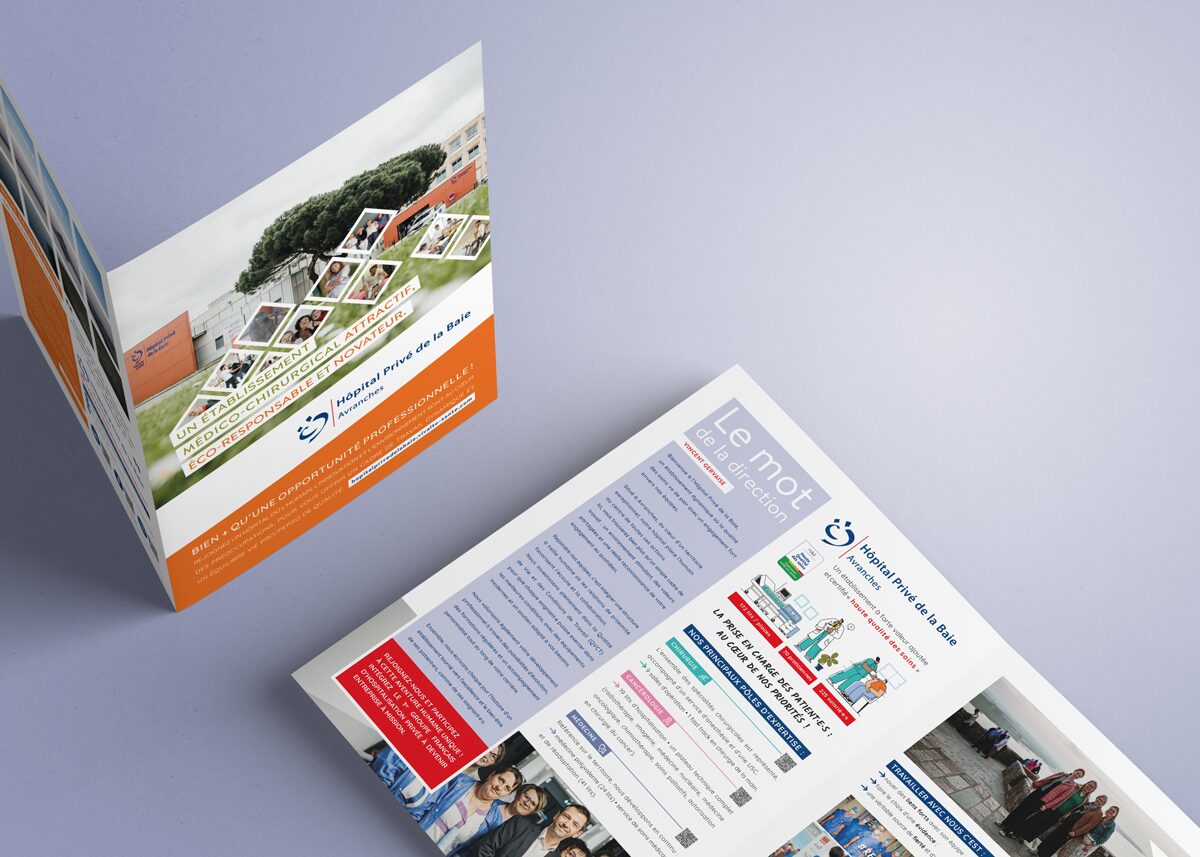 L'Embellie création graphique - Nouvelles plaquettes de recrutement pour l'Hôpital Privé de la Baie d'Avranches et mal Clinique Notre-Dame de Vire