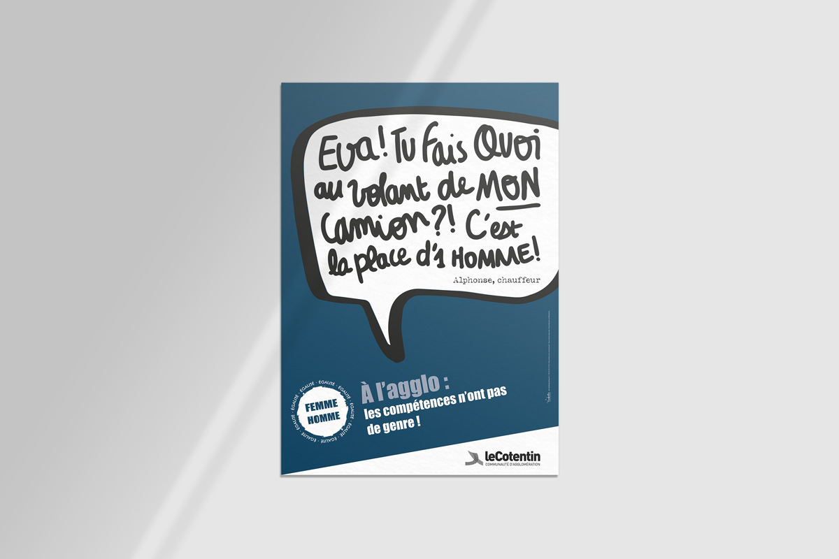 L'Embellie création graphique- Campagne de communication sur l'égalité femmes = hommes pour l'Agglo Cotentin