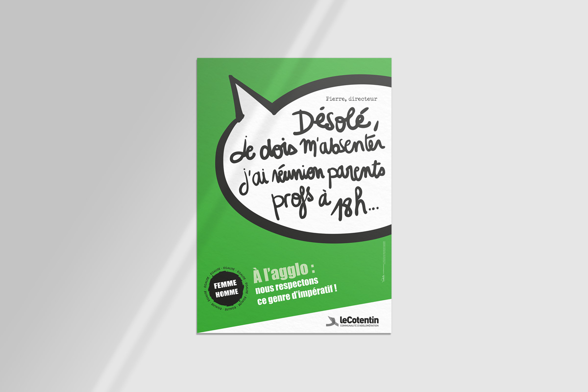 L'Embellie création graphique- Campagne de communication sur l'égalité femmes = hommes pour l'Agglo Cotentin