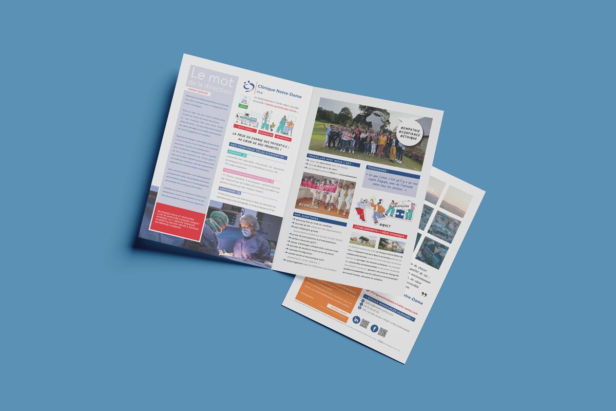L'Embellie création graphique - Nouvelles plaquettes de recrutement pour l'Hôpital Privé de la Baie d'Avranches et mal Clinique Notre-Dame de Vire