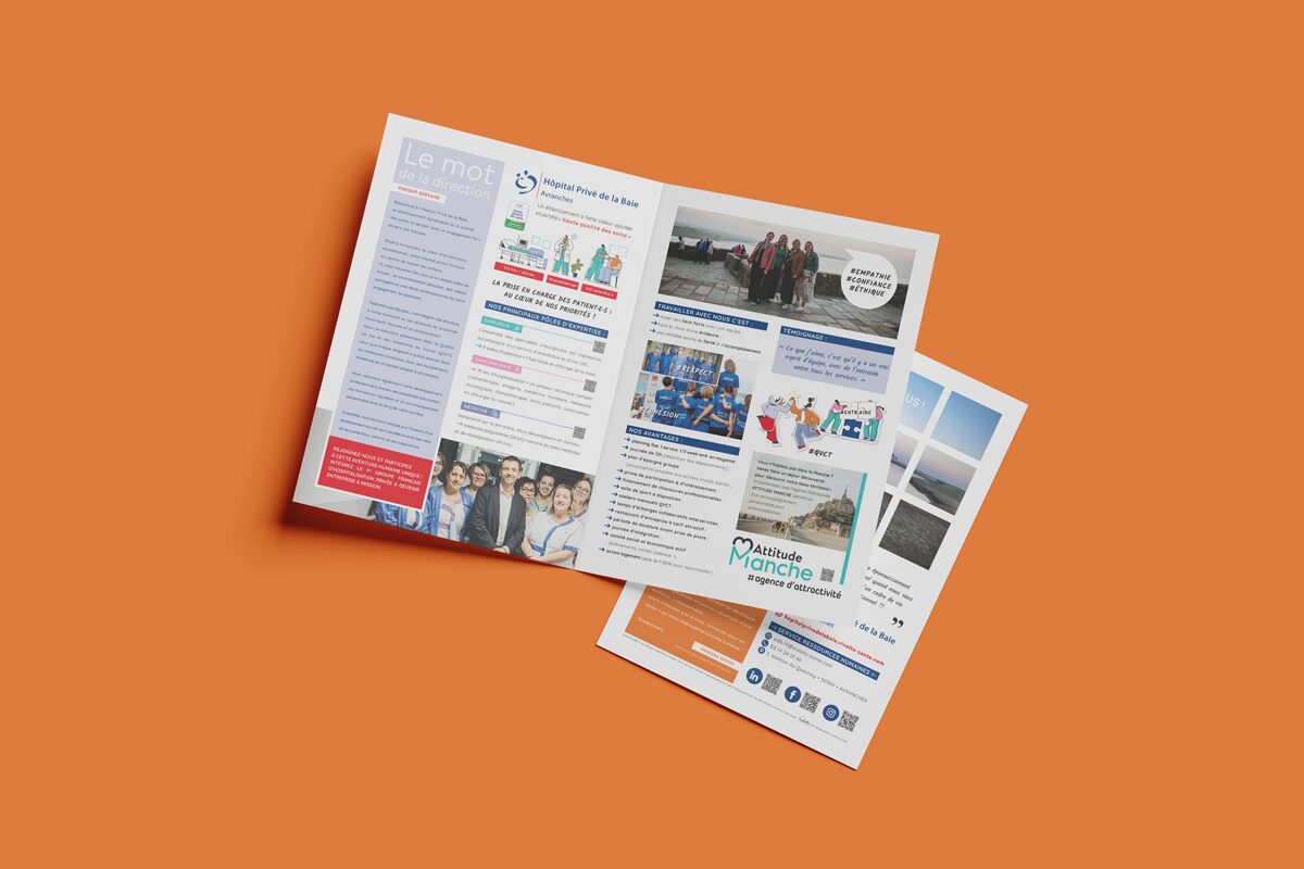 L'Embellie création graphique - Nouvelles plaquettes de recrutement pour l'Hôpital Privé de la Baie d'Avranches et mal Clinique Notre-Dame de Vire