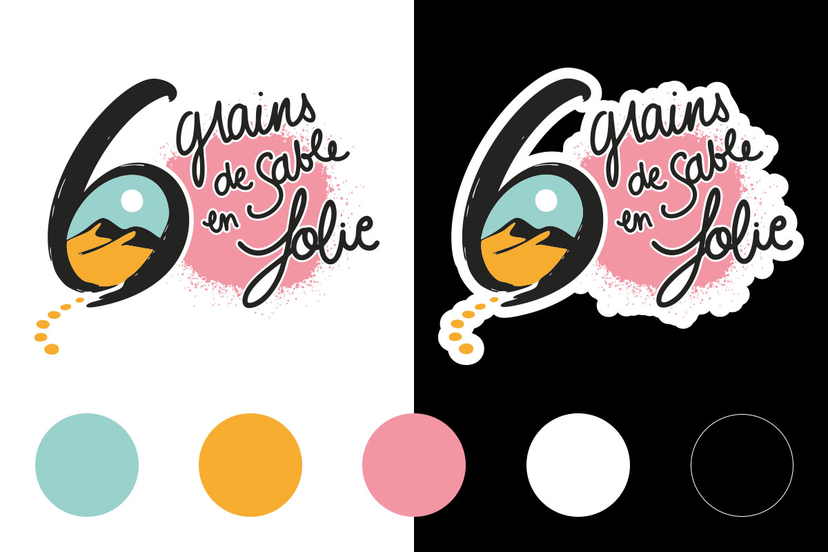 L'Embellie création graphique - logo solidaire pour 6 grains de sable en folie