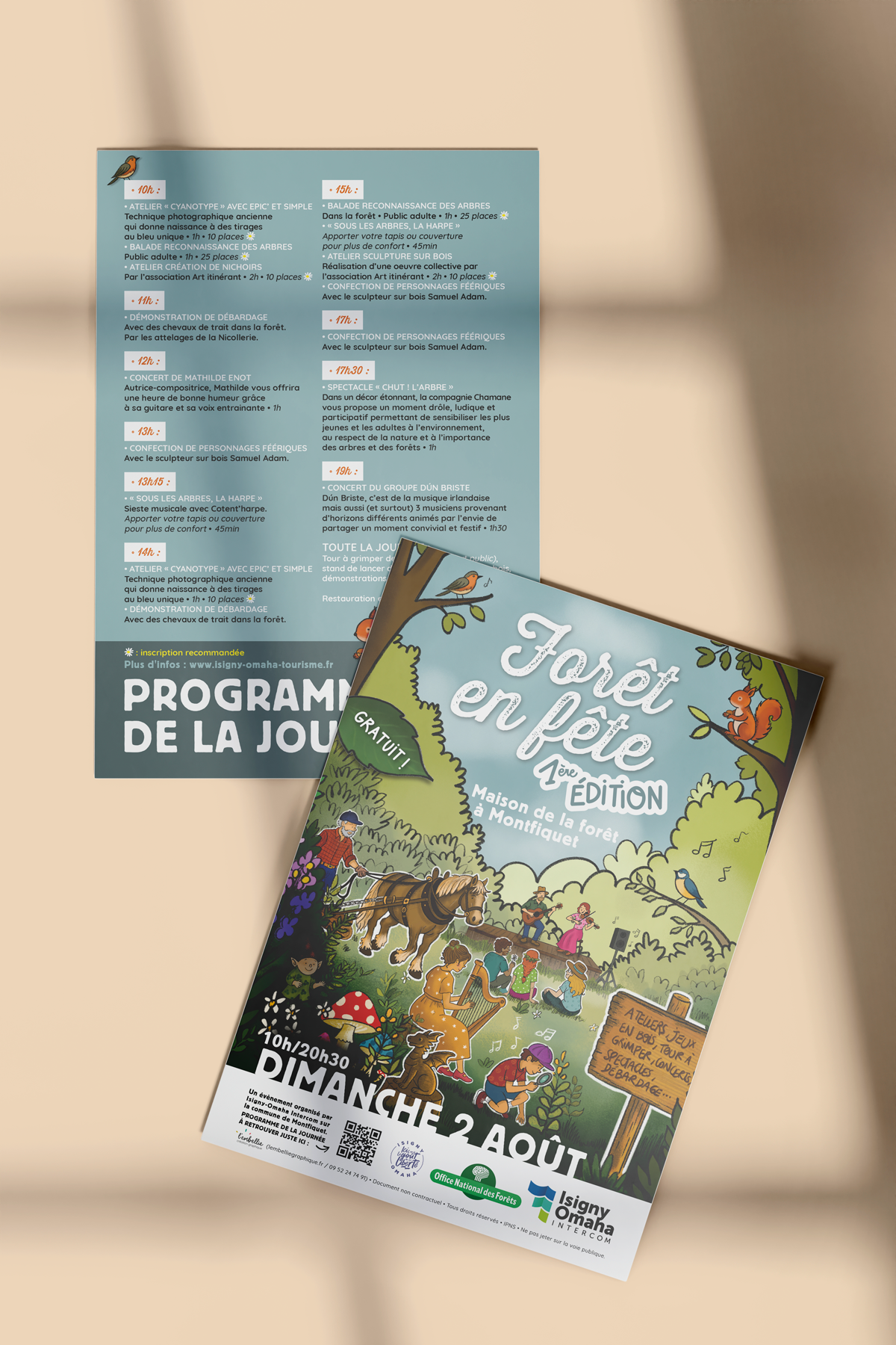 L'Embellie création graphique - illustration pour Forêt en fête d'Isigny Omaha Intercom