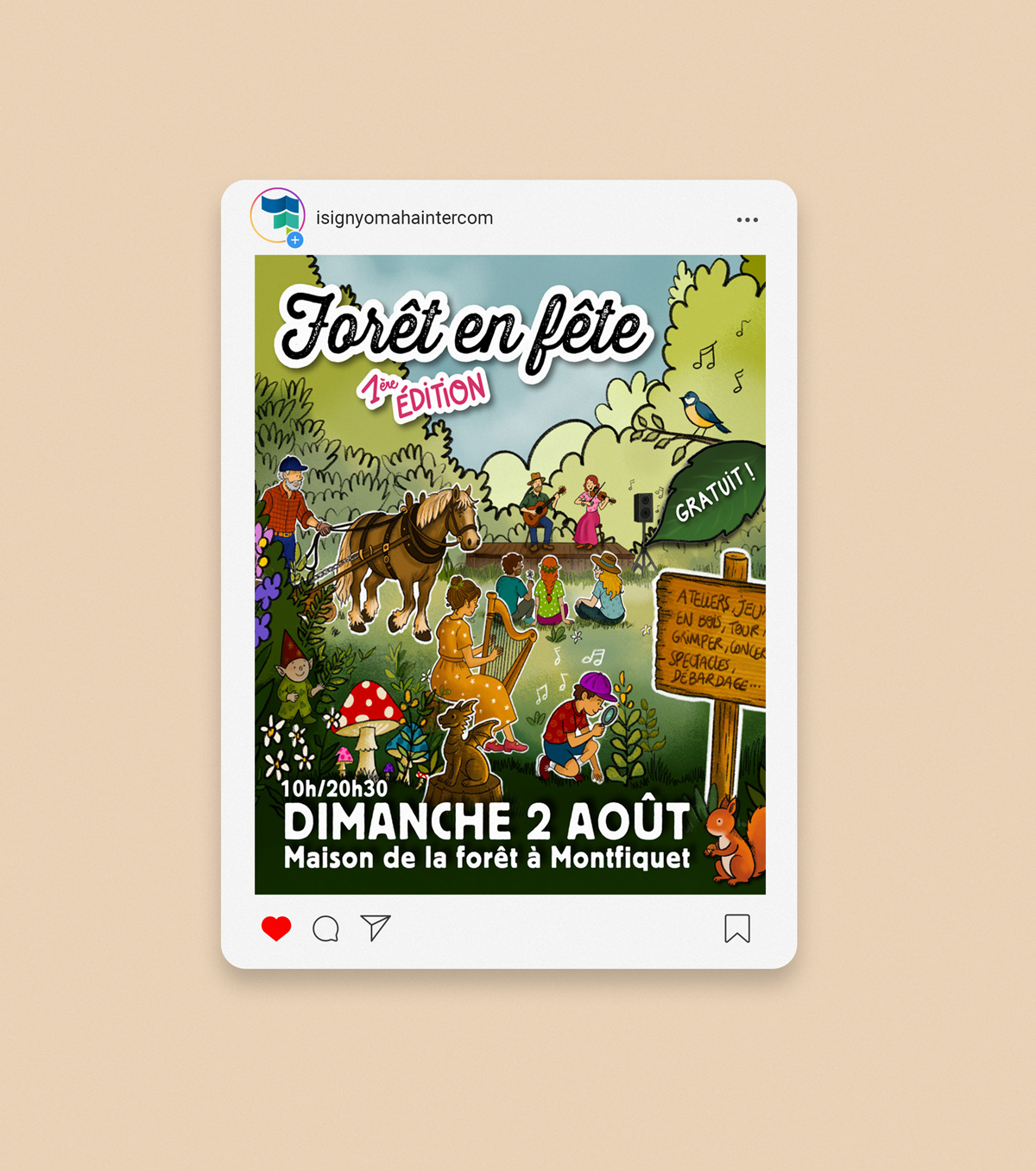 L'Embellie création graphique - illustration pour Forêt en fête d'Isigny Omaha Intercom