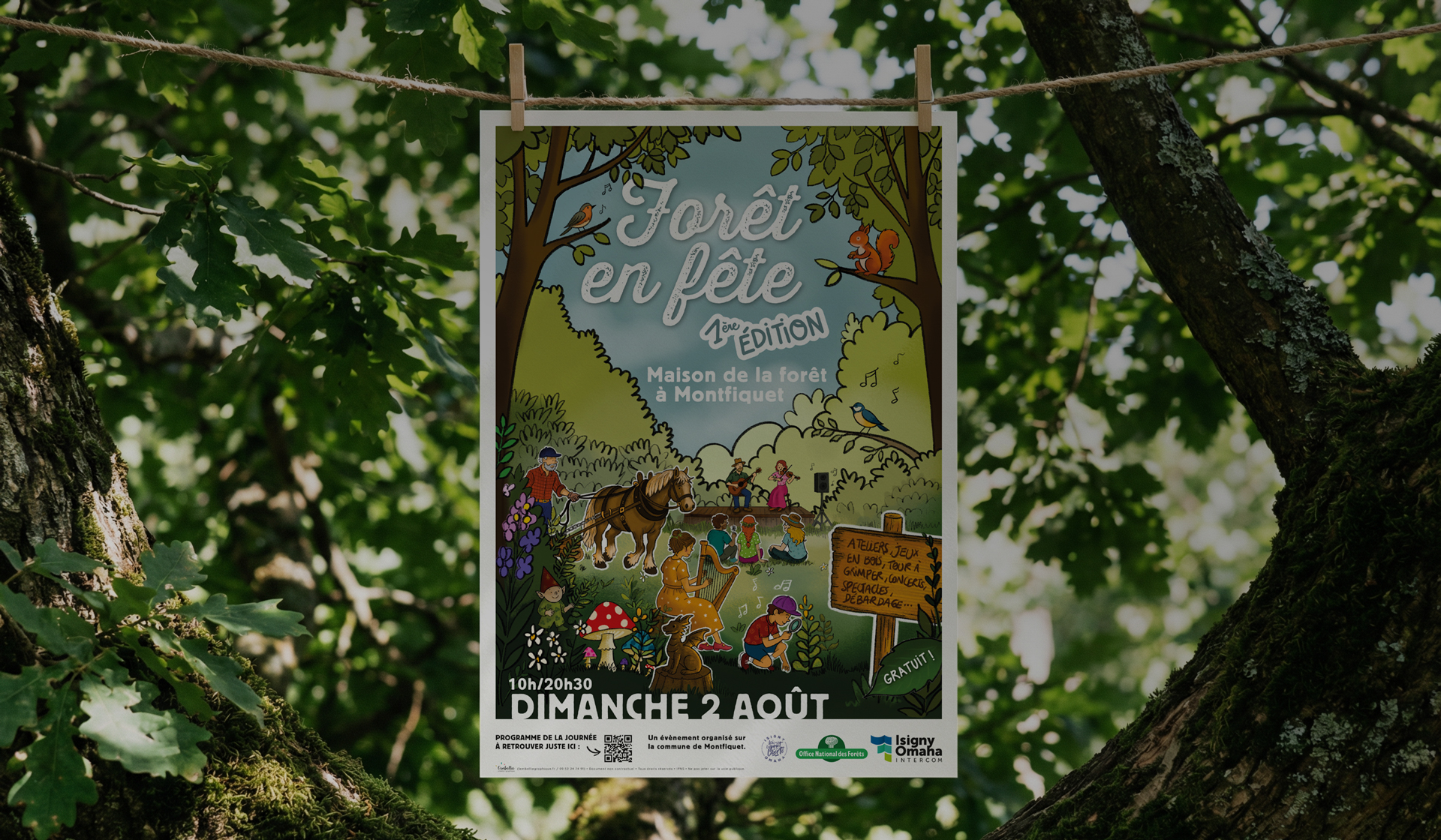 L'Embellie création graphique - illustration pour Forêt en fête d'Isigny Omaha Intercom